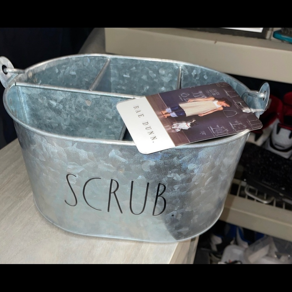 NWT Rae Dunn Galvanized Metal Caddy with Handle